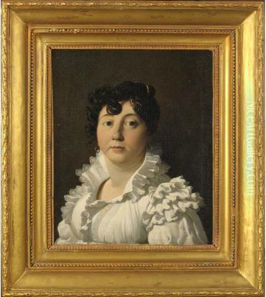 Portrait De Mme Pardon Au Corsage Blanc Oil Painting by Nicolas Antoine Taunay