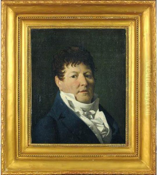 Portrait De Mr Pardon En Gilet, Chemise Et Cravate Blanche Oil Painting by Nicolas Antoine Taunay