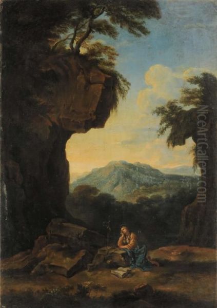 Paesaggio Con Maddalena Oil Painting by Carlo Antonio Tavella