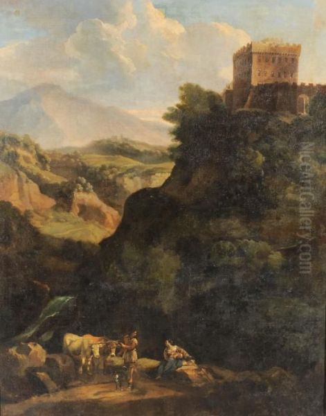 Paesaggio Con Figure Oil Painting by Carlo Antonio Tavella