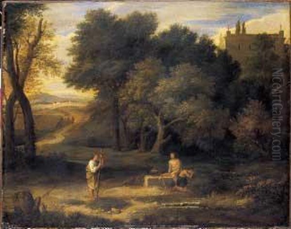 Paesaggio Con Figure Oil Painting by Carlo Antonio Tavella