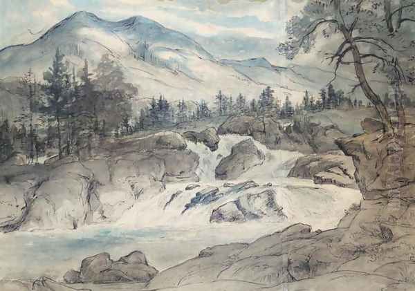 Labro Falls (Labrofossen) Oil Painting by Thomas Fearnley