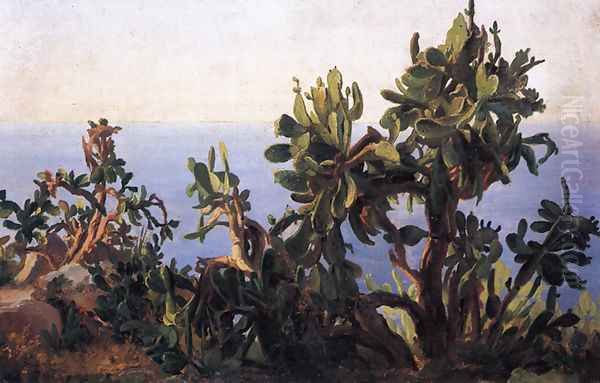 Study of a Prickly Pear Oil Painting by Thomas Fearnley