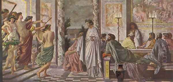 Gastmahl des Plato Oil Painting by Anselm Friedrich Feuerbach