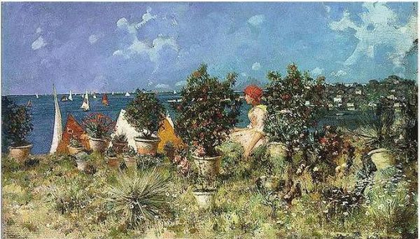 Garden On The Adriatic Oil Painting by Andrea Tavernier