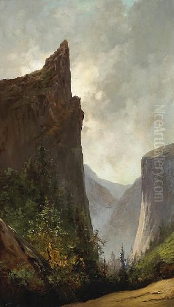 Sentinel Rock And El Capitan, Circa 1880 Oil Painting by Jules Tavernier