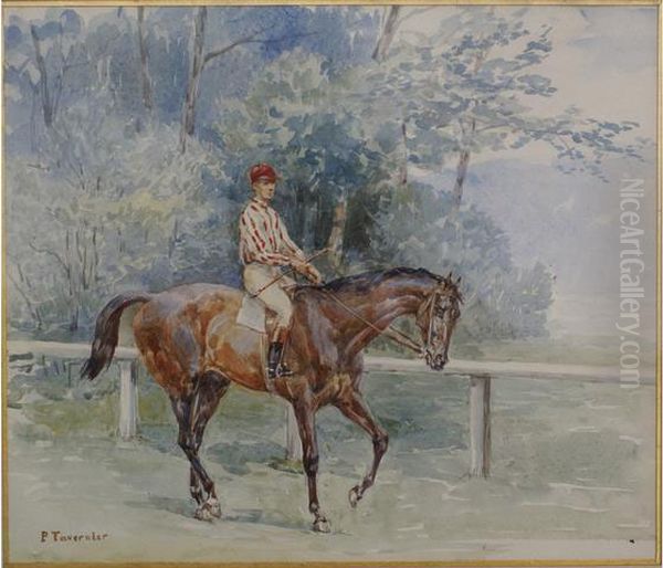 Cheval De Course Et Jockey Oil Painting by Paul Tavernier