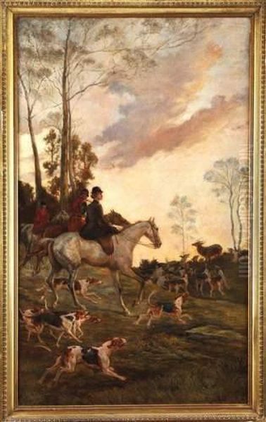 Scene De Chasse De L'equipage Lebaudy Oil Painting by Paul Tavernier