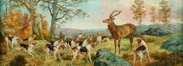 Hallali De Cerf Oil Painting by Paul Tavernier