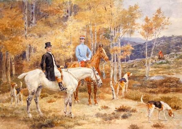 Scene De Chasse A Courre Oil Painting by Paul Tavernier