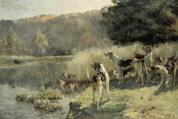 Scene De Chasse A Courre Oil Painting by Paul Tavernier