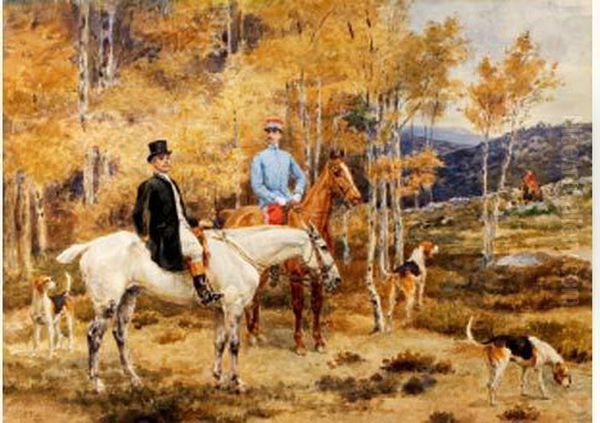 Halte Pendant La Chasse A Courre Oil Painting by Paul Tavernier