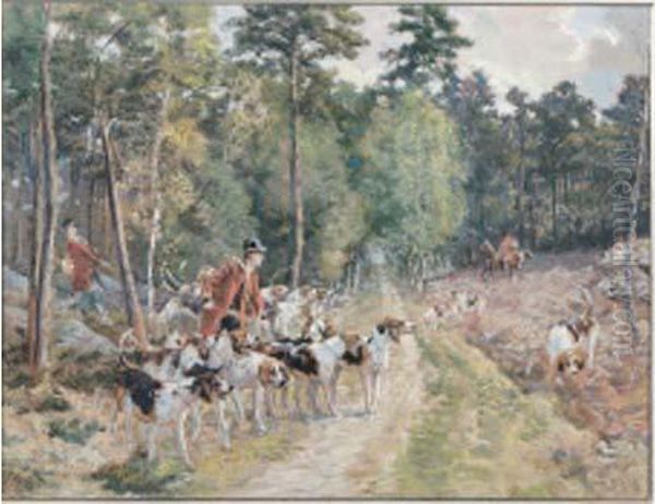 Scene De Chasse A Courre Oil Painting by Paul Tavernier