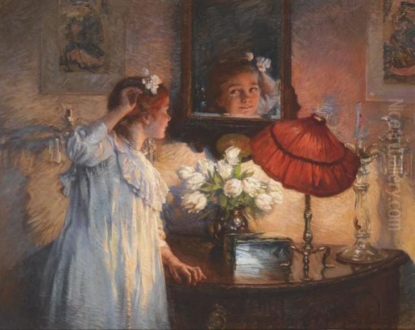 The Mirror Oil Painting by Albert Chevallier Tayler