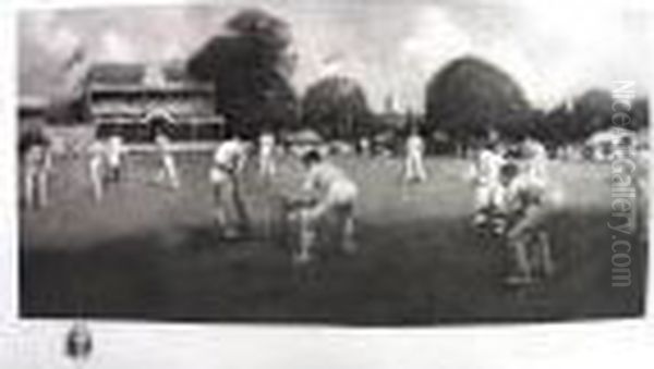 Kent Versus Lancashire1906 Oil Painting by Albert Chevallier Tayler