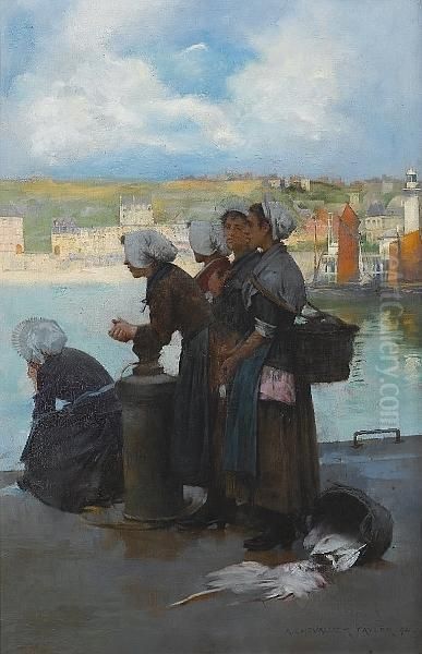 Waiting For The Boats Oil Painting by Albert Chevallier Tayler