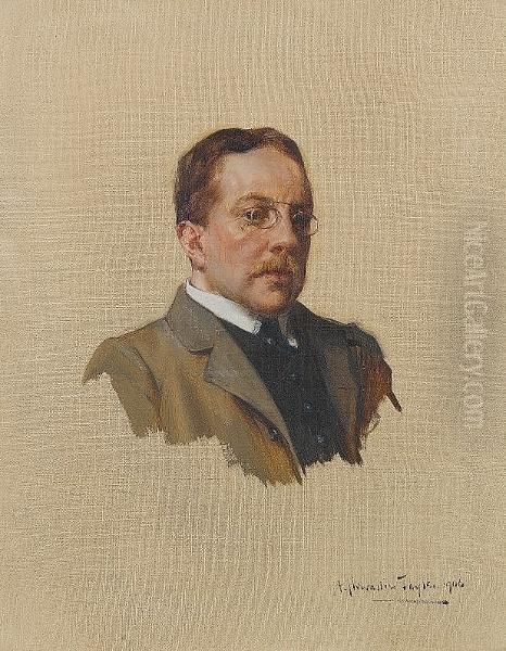 Portrait Of Ernest William Hornung Oil Painting by Albert Chevallier Tayler