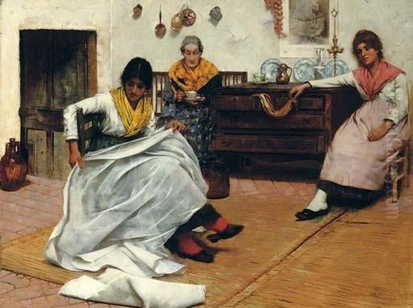 The Bolt Of Cloth Oil Painting by Albert Chevallier Tayler