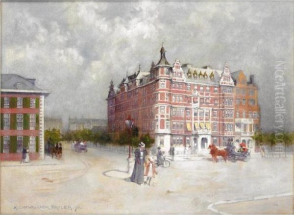 Queen's Gate, Kensington Oil Painting by Albert Chevallier Tayler