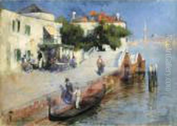 Canale Della Giudecca, Venice Oil Painting by Albert Chevallier Tayler