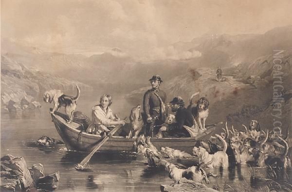 The Otter Hunt Oil Painting by John Frederick Tayler