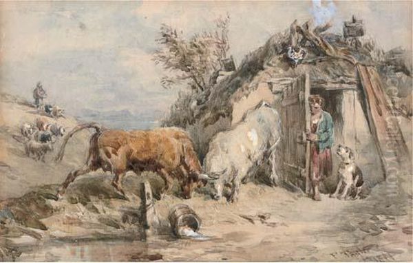 A Rustic Confrontation Oil Painting by John Frederick Tayler