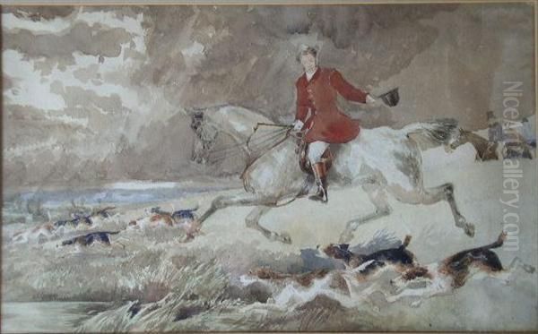 Huntsmen Andhounds On The Downs Oil Painting by John Frederick Tayler