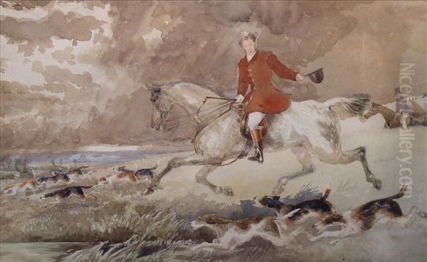 Hunting On The Downs Oil Painting by John Frederick Tayler