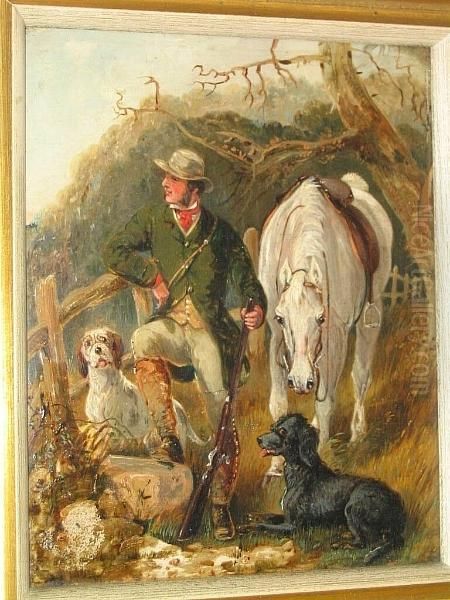 Huntsman With His Horse And Dogs Oil Painting by John Frederick Tayler