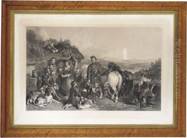 Sportsmen Halting At A Highland Bothy Oil Painting by John Frederick Tayler