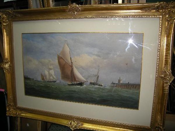 Yarmouth Harbour With The Steam Tug Oil Painting by Charles Taylor