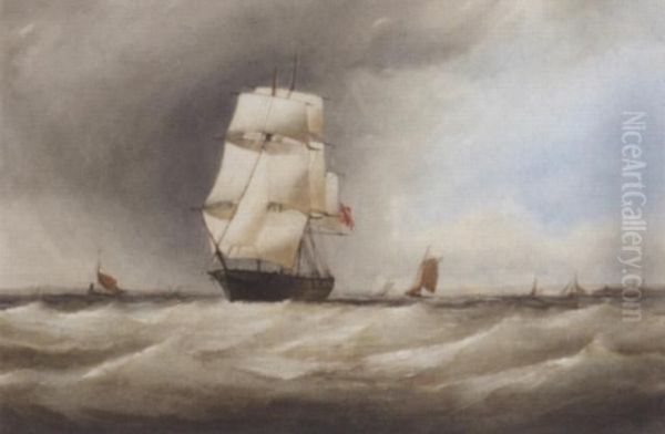 American Merchantman Off The Dutch Coast Oil Painting by Charles Taylor