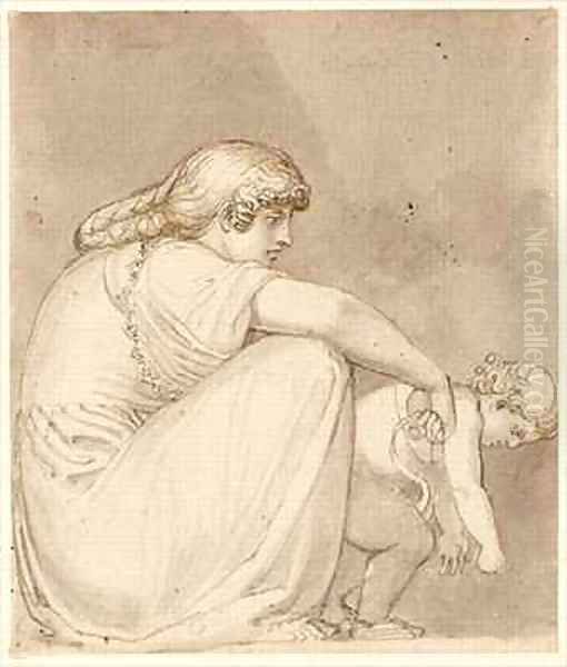 A Mother and Child Oil Painting by John Flaxman