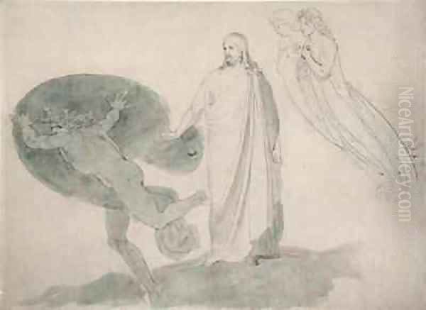 Get Thee Behind Me Satan Oil Painting by John Flaxman