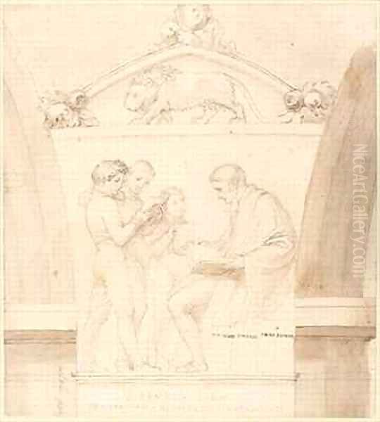 Design for a Monument of John Lyon Oil Painting by John Flaxman