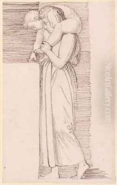 A Woman with a Naked Child on her Shoulder Facing Left Oil Painting by John Flaxman