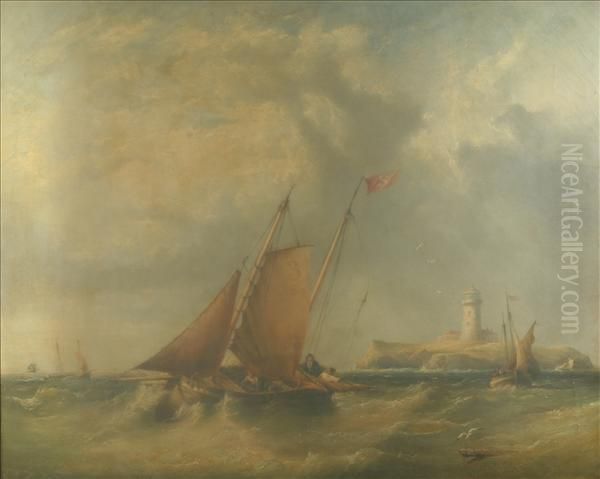 Pilot Boatscruising Off The Flat Holmes, Bristol Channel Oil Painting by Henry King Taylor