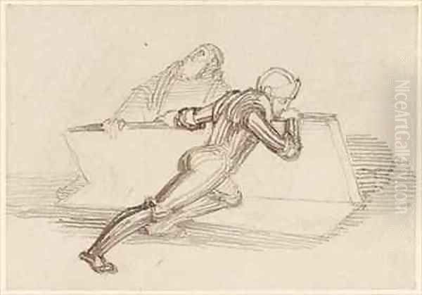 A Knight Raising A Slab Oil Painting by John Flaxman