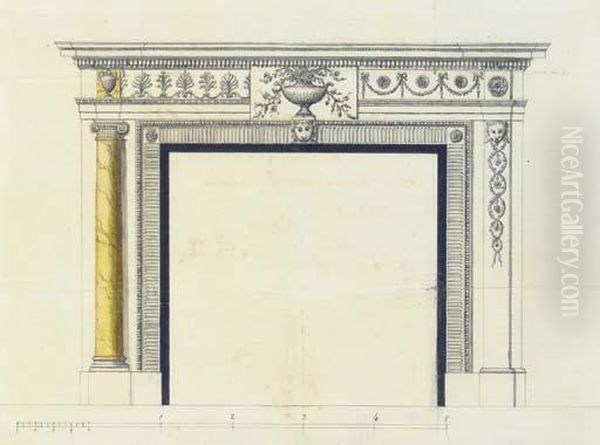 Alternative Designs For A Chimney-piece For John Freeman At Chutelodge, Near Andover Oil Painting by Robert Taylor