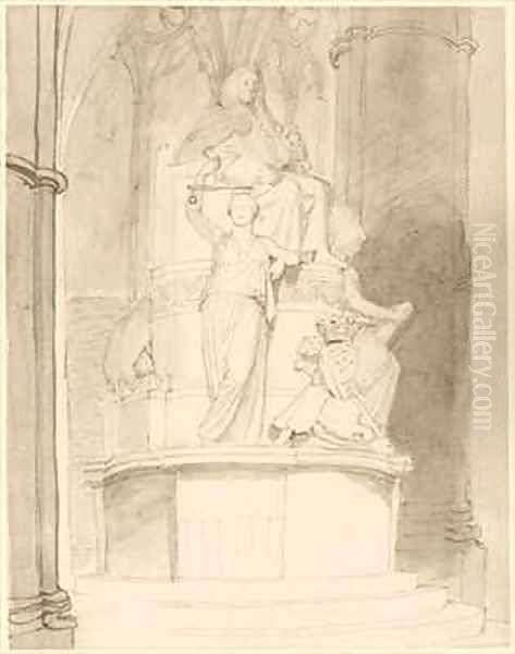 Design for the Monument of Lord Mansfield Westminster Abbey 2 Oil Painting by John Flaxman