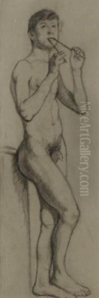 Male Nude With Pipes Oil Painting by Samuel Connolly Taylor