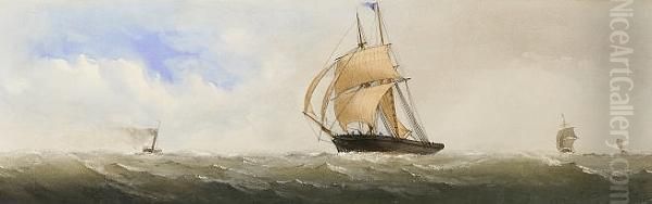 A Stiff Breeze Oil Painting by Charles, Taylor Snr.