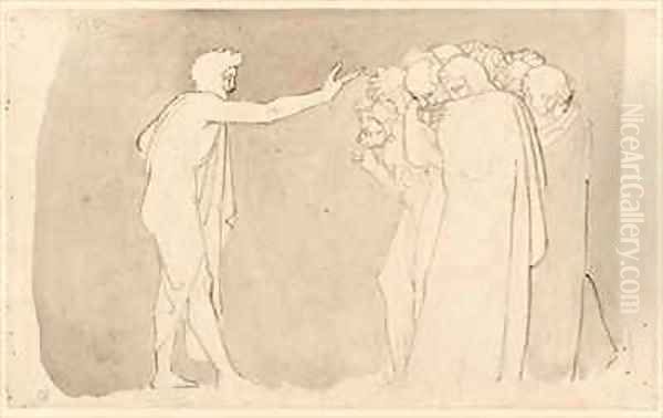 St John the Baptist Preaching Oil Painting by John Flaxman