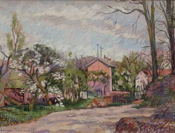 Entree De Village (1941) Oil Painting by Georges Tcherkessof