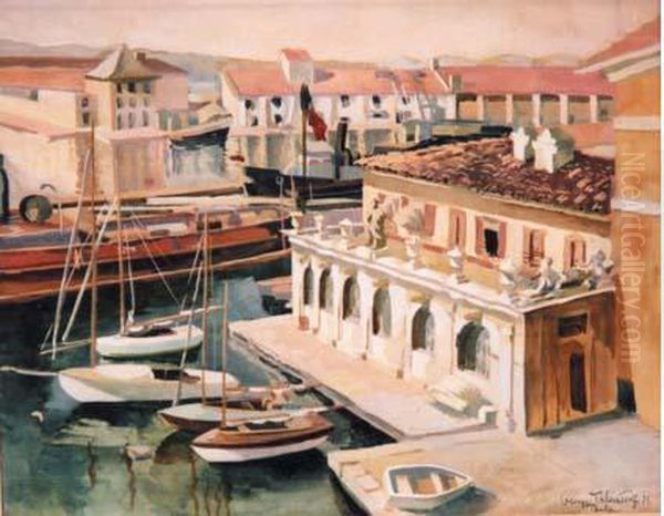 Le Port De Toulon Oil Painting by Georges Tcherkessof