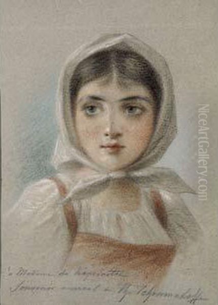 Portrait Of A Peasant Girl Oil Painting by Theodore Tchoumakoff