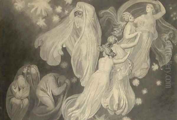 Angels rescuing a soul from the ranks of the dead Oil Painting by John Flaxman