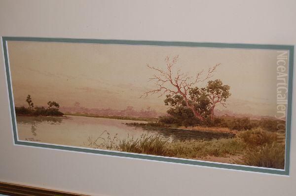 Australian River Landscape Oil Painting by Henri Tebbitt