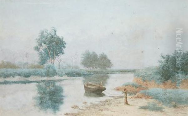 Hawkesbury Scene, Nsw Oil Painting by Henri Tebbitt