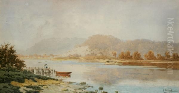 Riverferry Oil Painting by Henri Tebbitt